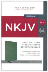 NKJV Single Column Reference Bible, Leathersoft Green